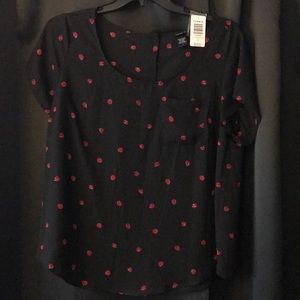 Black lady bug blouse Torrid
